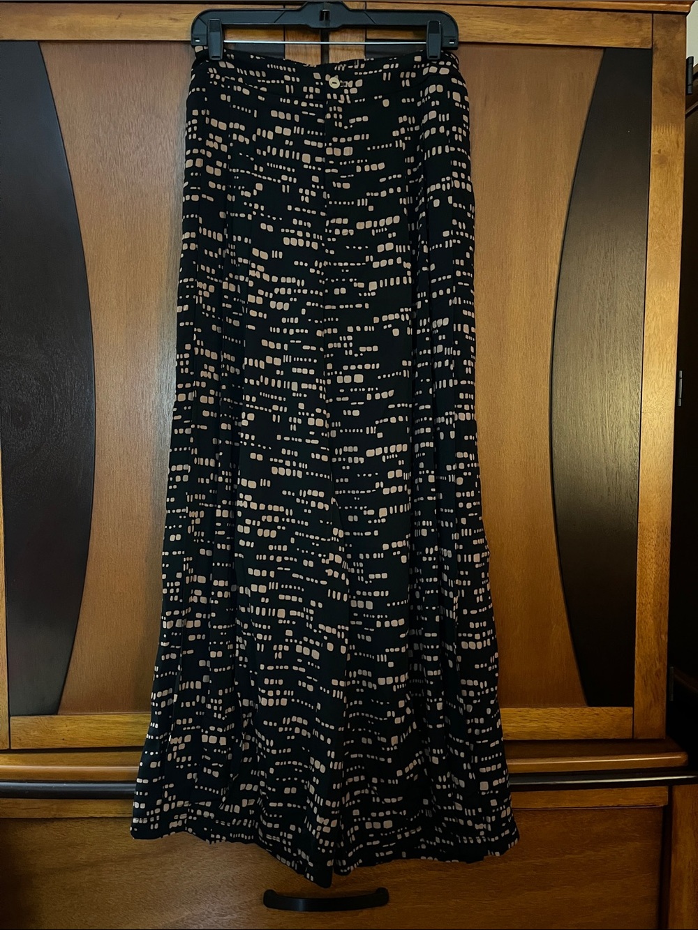 NWT Easel Black&Tan Pleated Wide Leg Pants-Pockets-Back Elastic Waist-Pleat Hem